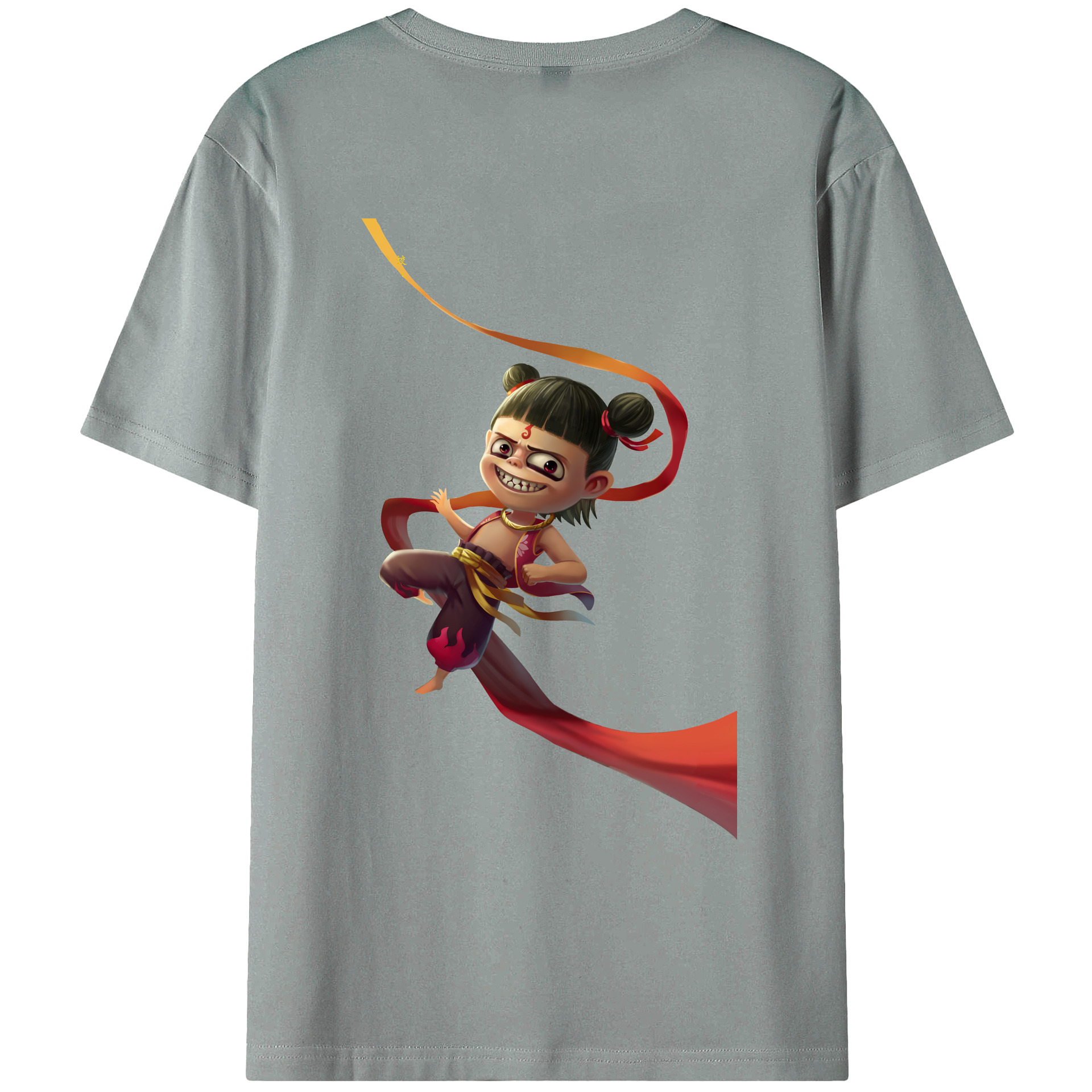 （画像用） Ne Zha 2 ナタ 魔童の大暴れ 綿100％ メンズ半袖Tシャツ（バックプリント） 通気性